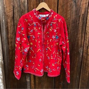 BFA Classics Red Cotton Embroidered Jacket. Size XL